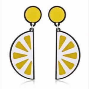 Jewelry - Lemon Acrylic Pierced Dangle Earrings Jewelry - Lemon Acrylic Pierced Dangle Earrings